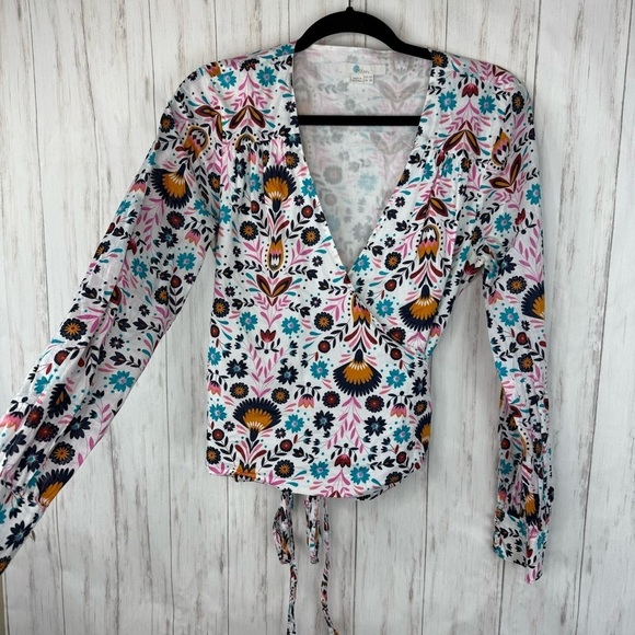 Boden Rasamund Cotten Floral Print Wrap Top US 8 - Picture 6 of 11